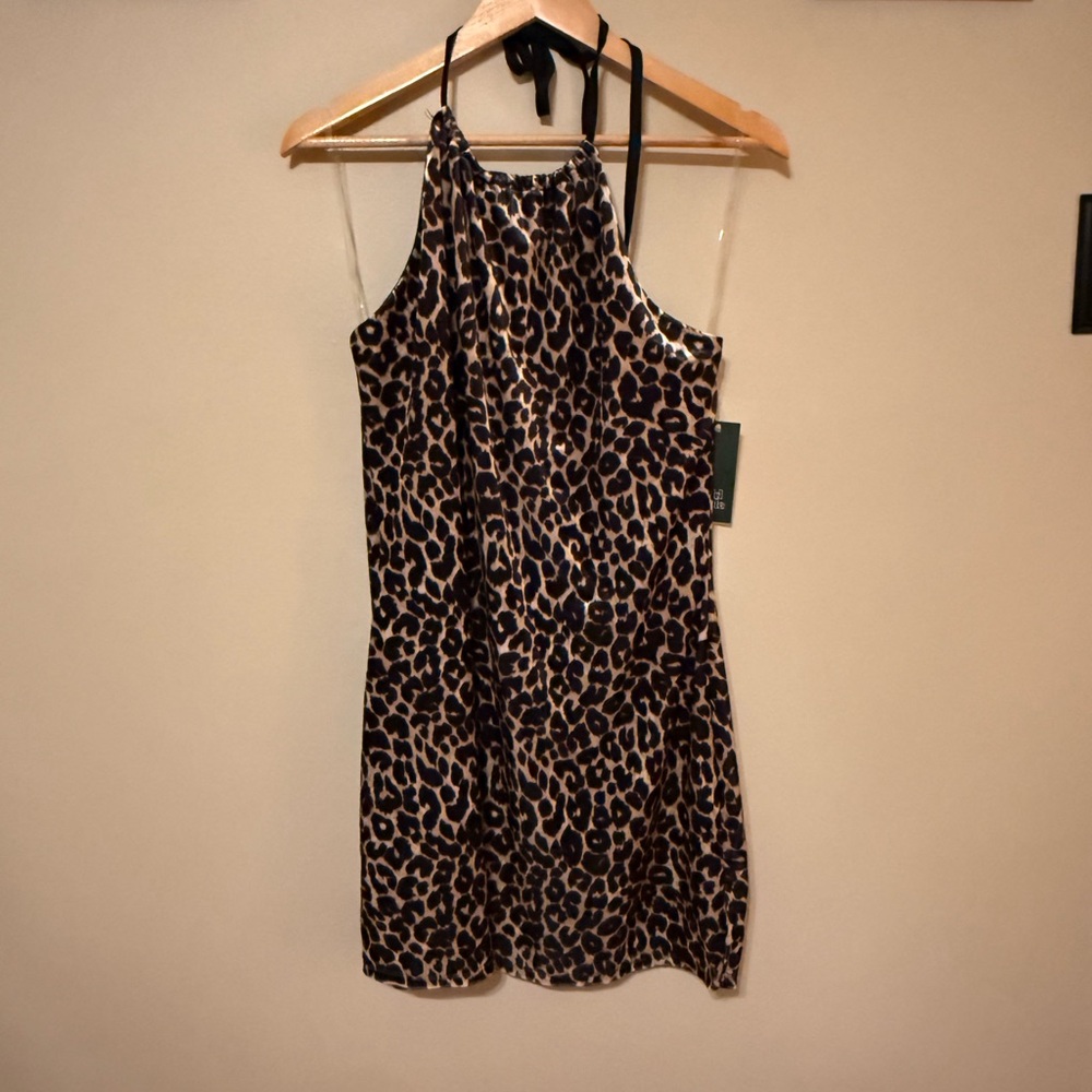Halter Velvet leopard print dress